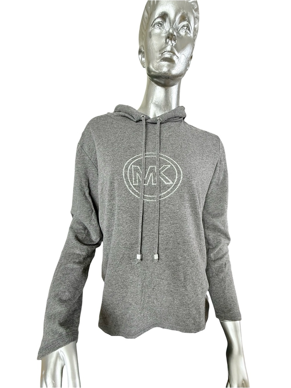 Michael Kors Gray Logo Hoodie Studded MK Pullover Lightweight – Women’s Medium
